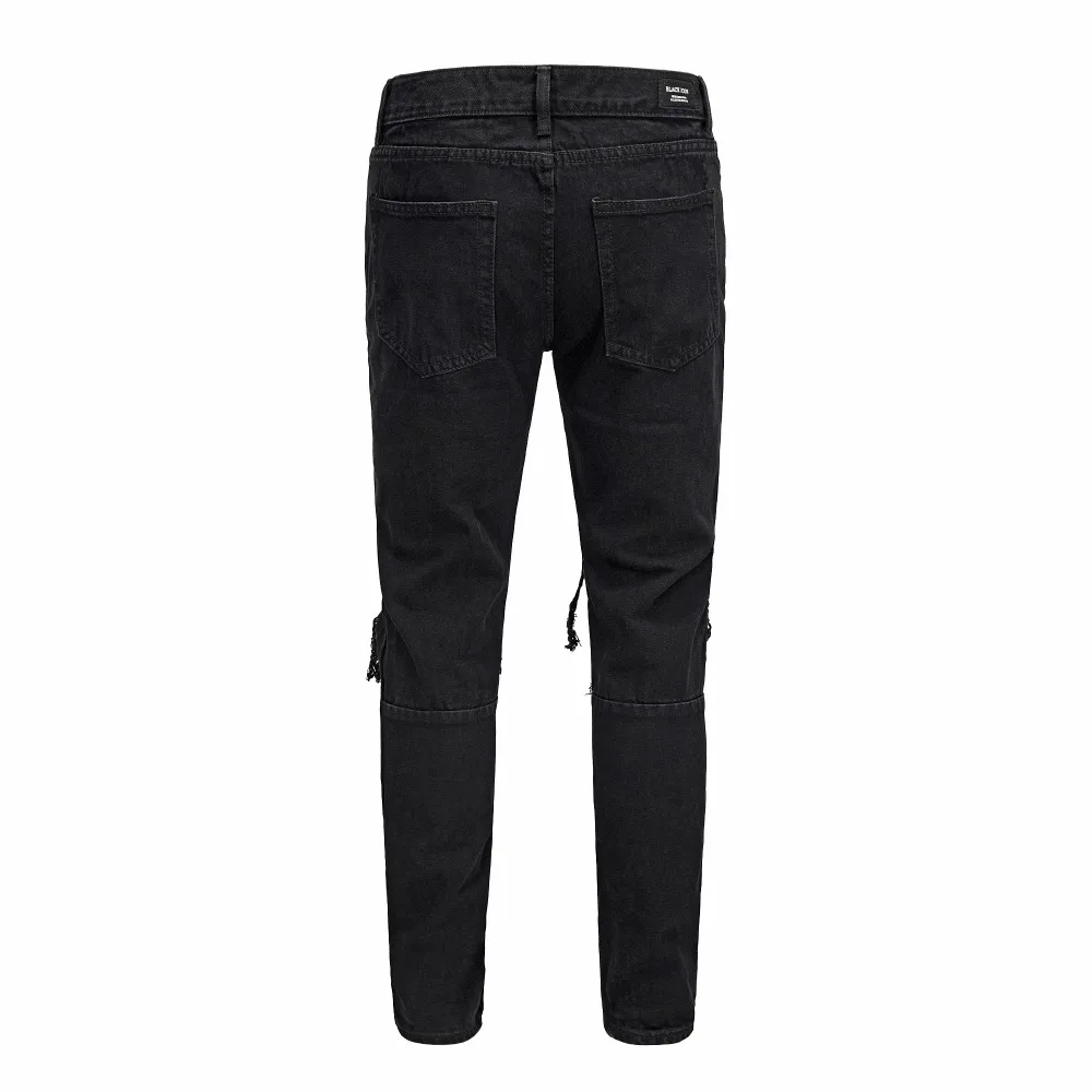 Хип хоп молния потертые черные синие джинсы Slim Fit Брюки для байкеров разорвать разрушение туман Канье Джастин Бибер обтягивающие джинсы мужские брюки