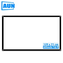 AUN 60 inch 16:9 Portable Projector Screen Plastic Screen for Home theater Travel support LED Projector DLP proyector S60