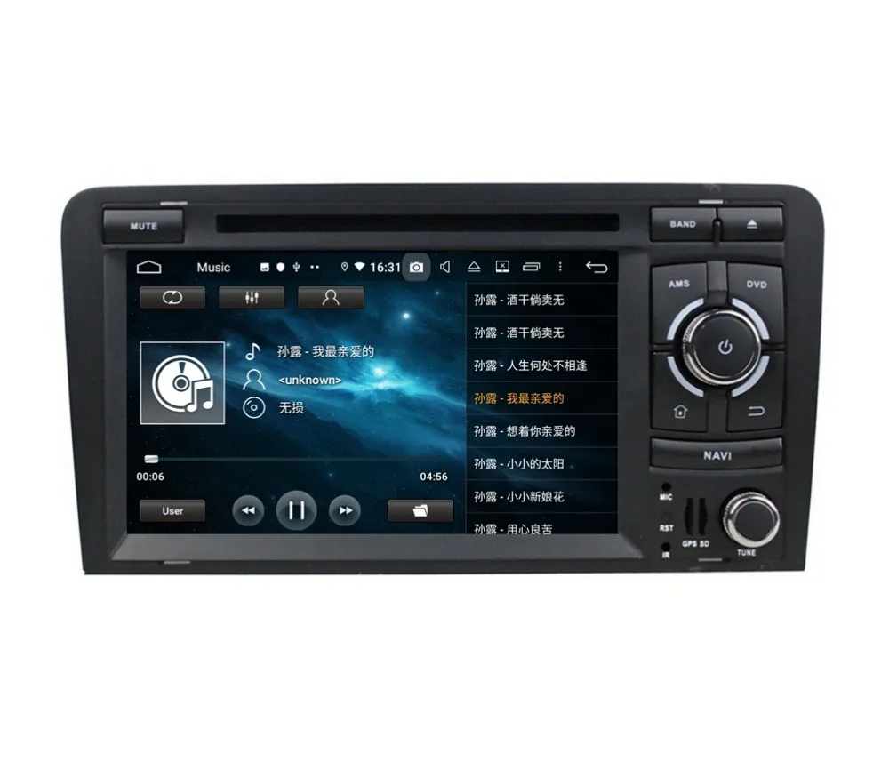 Perfect 4GB RAM Octa Core 7" Android 9.0 Car Radio DVD Player for Audi A3 S3 RS3 2003-2011 With GPS WIFI Bluetooth 4.2 USB Mirror link 6