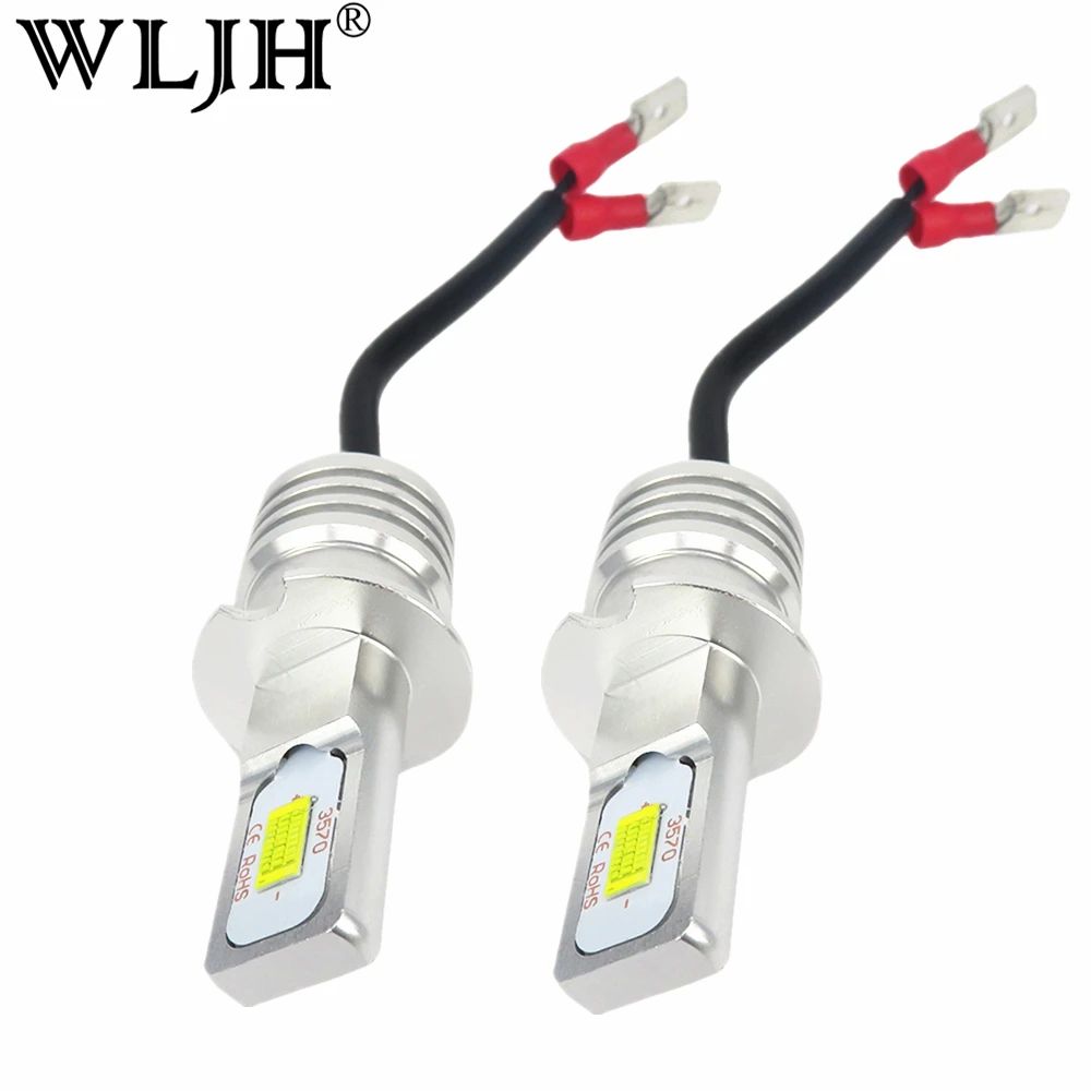 

WLJH 2x DC12V- 24V High Power White 3570 CSP Chip H3 LED Replacement Bulbs For Car Fog Lights, Daytime Running Lights, DRL Lamps