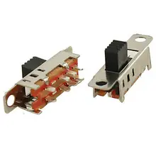 100 шт. x 5 мм высокая ручка 8 Pin 3 позиции 2P3T DP3T Панель ползунковый Переключатель 0.5A 50 В DC SS23E04-G5