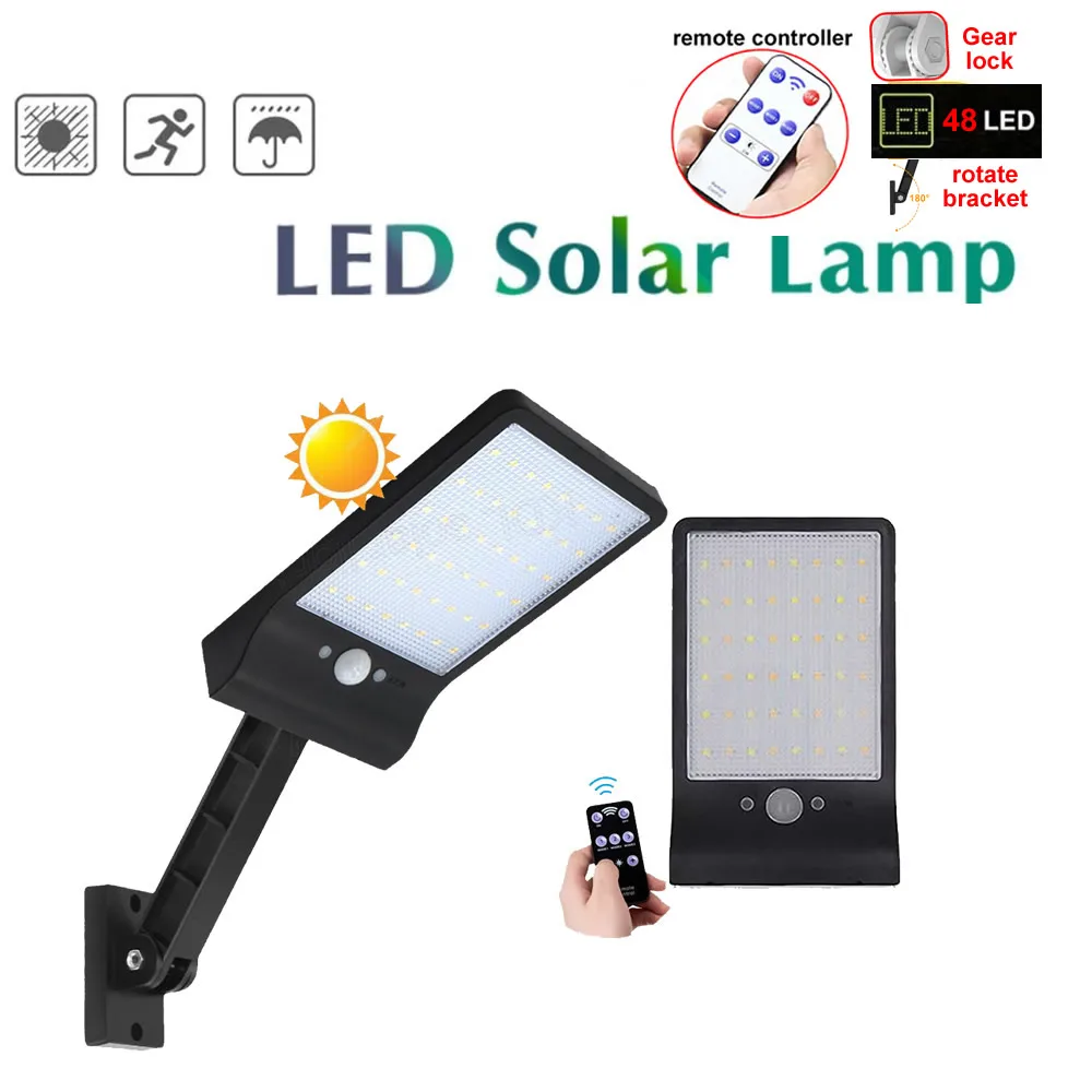 

800lm Led Solar Light Outdoor Waterproof Lightg For Garden Wall 48 leds Four Modes Pole Lamp Newest spotlight floo