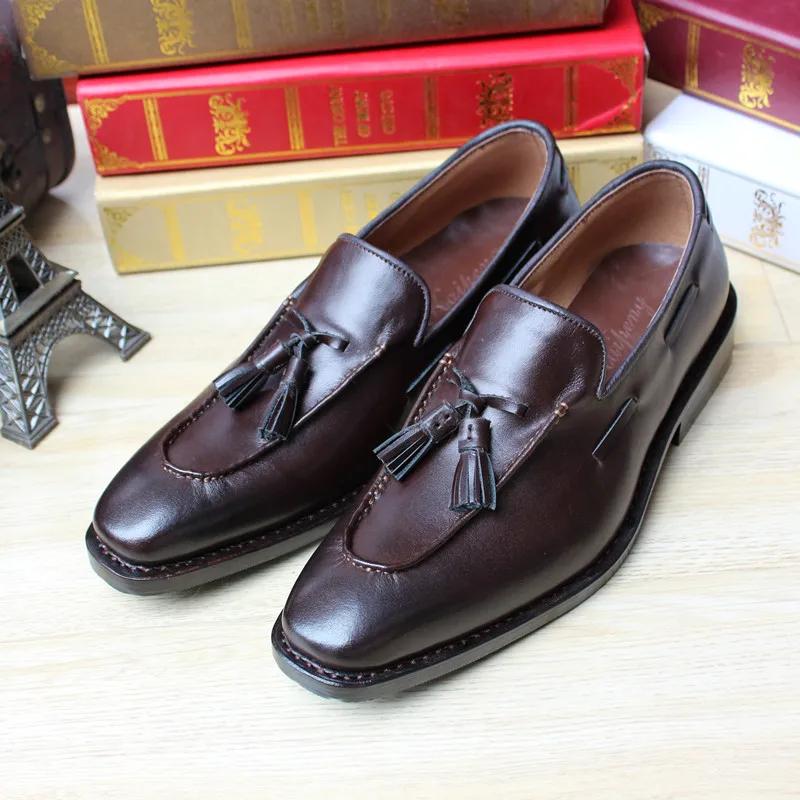 

SKP123 New Goodyear Welt Men Genuine Leather Handmade Winklepickers Buckle Monk Straps Shoes, Leather Outsole Color Black