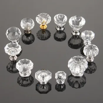 

DRELD Diamond Shape Crystal Glass Knobs Furniture Handle Hardware Cupboard Pulls Drawer Knobs Kitchen Cabinet Handles