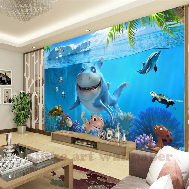 Billige Nach 3D Wandbild Tapete vlies kinder Zimmer wand abdeckt Wand papier 3d stereo meer welt 3D kid Foto tapete Wohnkultur