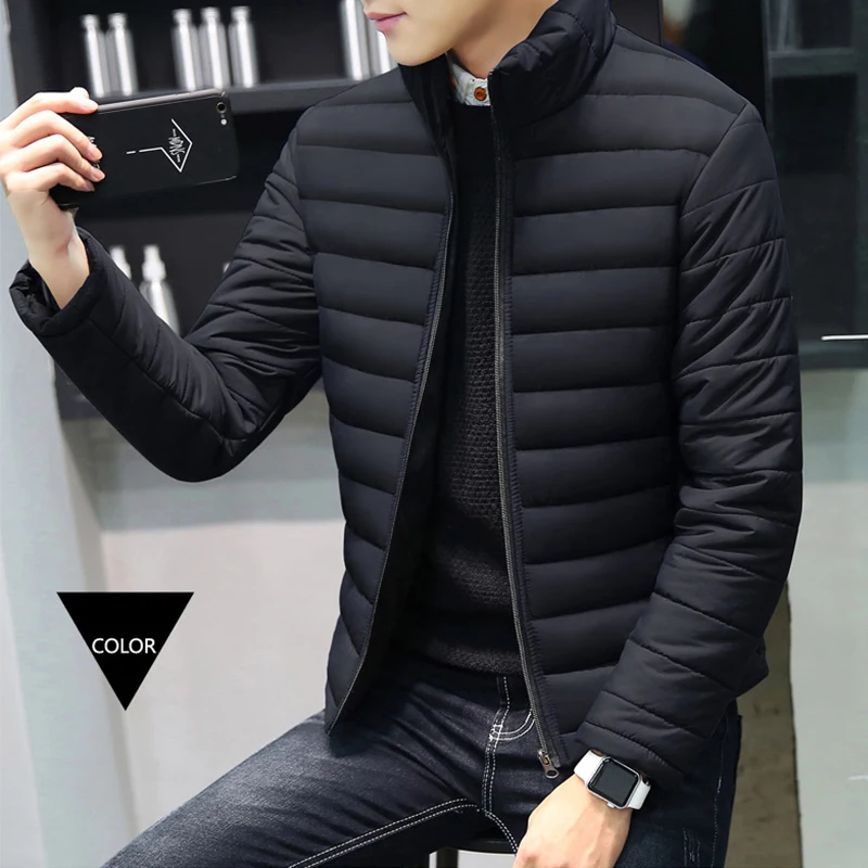 

Casual Solid Winter Jacket Men Fashion Slim Fit Stand Collar Parkas Men Thick Warm Male Coats Windbreaker Brand Men's Clothing