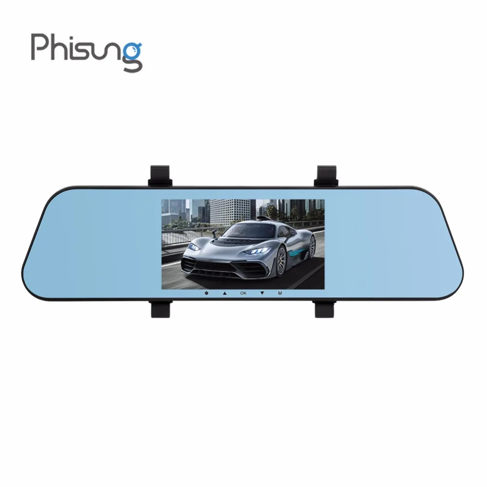 

Phisung T29 Car DVR Dual Dash Cam Rearview Mirror 5" IPS Touch Screen 1080P Car Dash Camera with Parking ADAS Night Vision