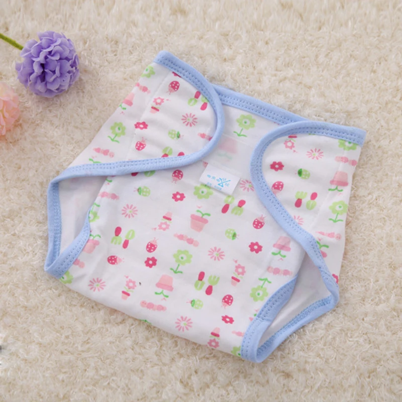New Cute Babys Kids Cotton Training Under Pants Reusable Infants Nappies Diapers 