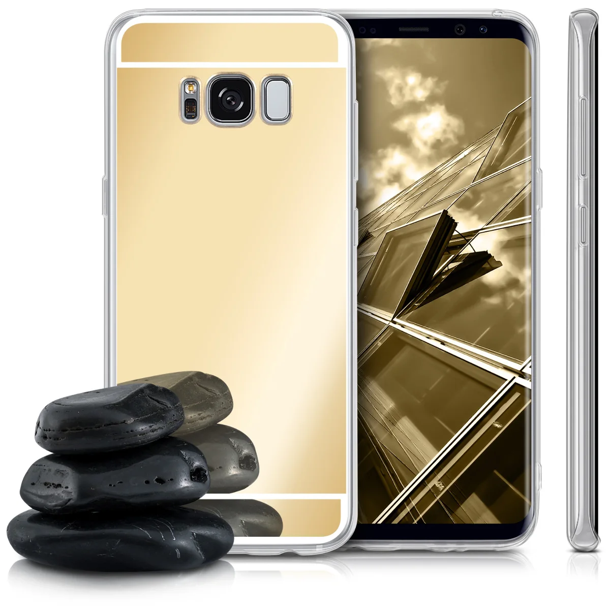 Блестящие зеркальные чехлы для телефонов samsung Galaxy S9 S8 Plus S6 S7 Edge, задняя крышка для samsung A3 A5 A7 J3 J5 J7 - Цвет: Gold