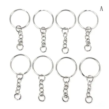 

100 Pcs/Set Silvery Key Chains Stainless Alloy Circle DIY 25mm Keyrings 3 Styles Jewelry Keychain Key Ring