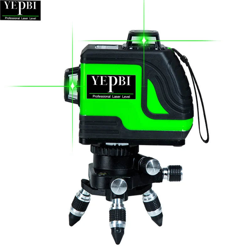 

Yepbi 12 Lines 3D Laser Level Tripod Self-Leveling 360 Horizontal Vertical Cross Green Livello Lasers Beam Line Nivel Tools