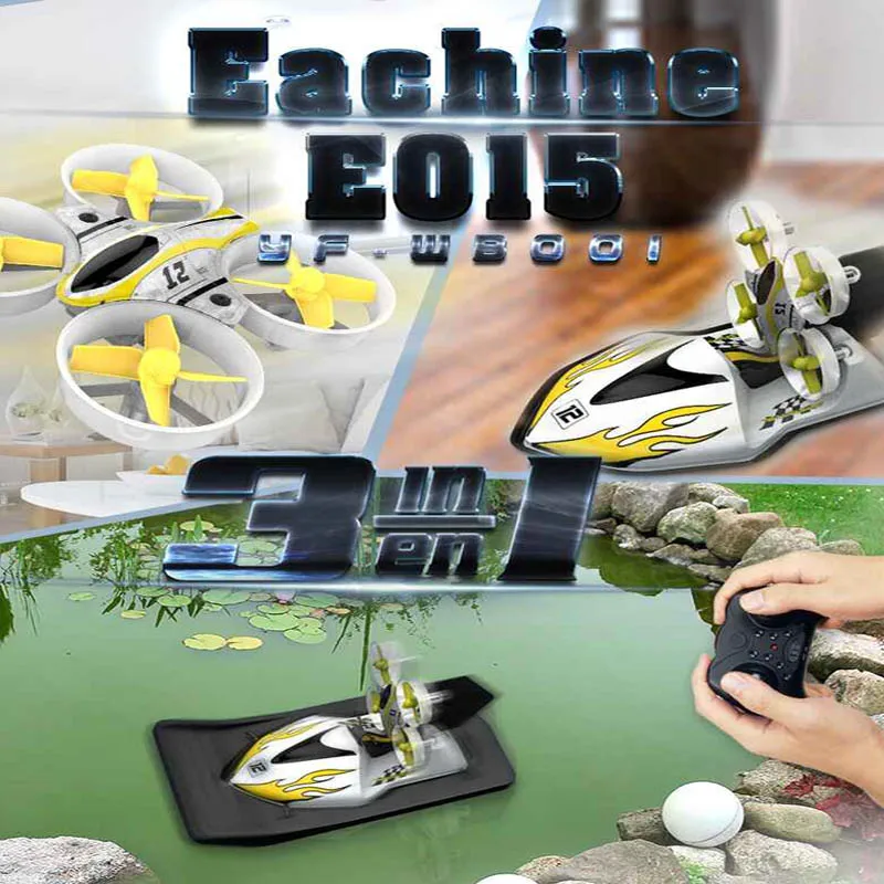 

New Eachine E015 RC Car / Boat / Flight Mode 3-mode Altitude Hold Headless Mode RC Drone Quadcopter RTF