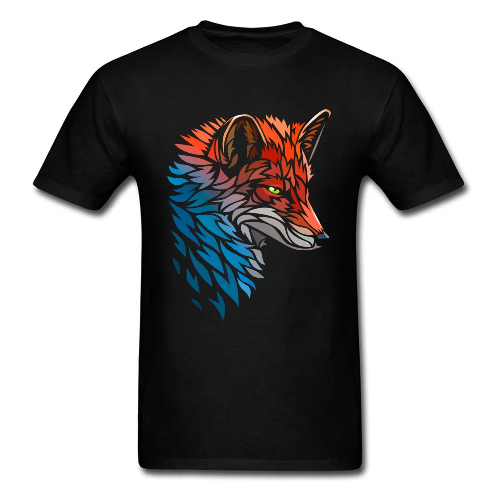 

Tribal Fox Red Blue Tshirt Classic T Shirt Men's T-shirts Fashion Crew Neck Clothes Pure Cotton Tees Printed Tops Free Shipping