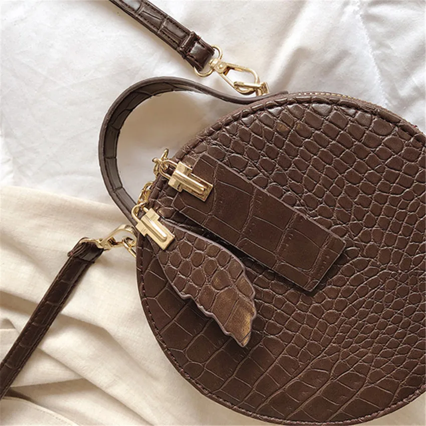 Бренд TOYOOSKY, дизайнерские женские Мини Круглые сумки с узором «крокодиловая кожа», сумка-мессенджер, круглая Женская сумочка с верхней ручкой, кошельки, клатчи