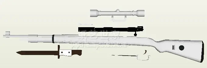 3D paper model kar98 sniper rifle 98k WWII German weapons