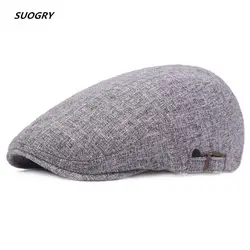 SUOGRY унисекс летние дышащие берет шапки регулируемые, гольф Gorras Планас Регулируемый Повседневное таксист Шапки классический серый