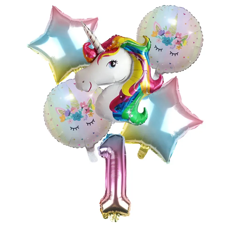 GOGO PAITY, новинка, 6 шт./лот, 32 дюйма, градиентные цвета, единорог, алюминиевые шары, для дня рождения, вечеринки, свадьбы, декоративные шары