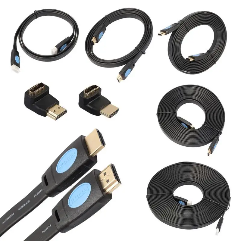 

3m/5m/10m Male to Male HDMI Extension Cable Video Audio Cord High Speed HD 4K x 2K Flat HDMI Cable with 90/270 Degree Adapter
