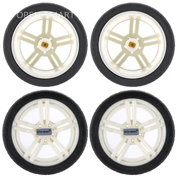 

4PCS 65mm Smart Car Model Wearable Rubber Wheel for TT Motor for Arduino smart car - Black + White