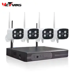 Wetrans комплект видеонаблюдения камеры видеонаблюдения Комплект nvr Wi-Fi 4ch 1080 P открытый P2P движения сигнализации Главная камеры безопасности