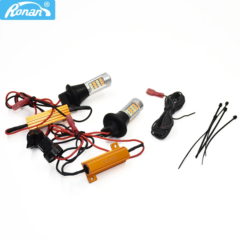 

Ronan 2pcs BA15S Decoded Dual-color LED Steering Lamp 1156 Steering Lamp 7440 Day Street Lamp 2835 42SMD