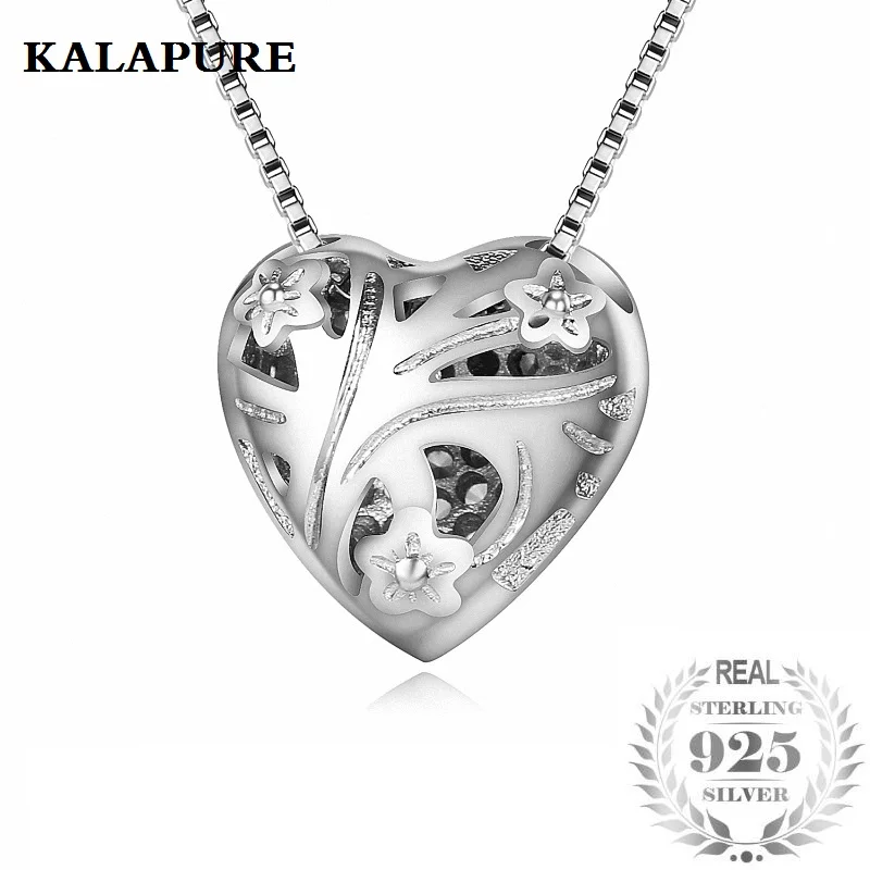 Kalapure Rose Flower Necklaces 925 Sterling Silver Forever Love Heart