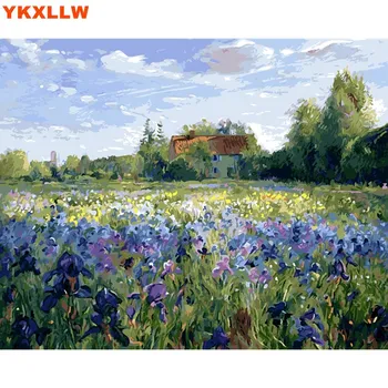 

Purple Flower Oil painting by Number hand painted paint Coloring by Numbers canvas Painting Picture home decor Drawing lavender