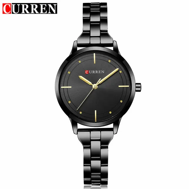Curren Brand Luxury Black Stainless Steel Bracelet Style Women Quartz Watch Fash Curren Brand Luxury Black Stainless Steel Bracelet Style Women Quartz Watch Fash