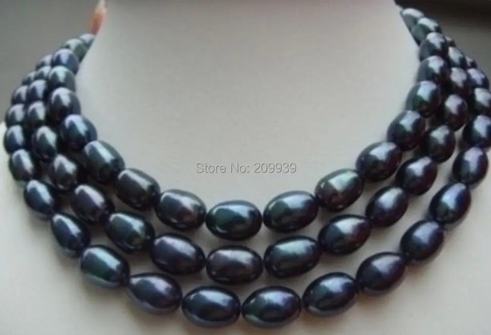 

huij 00936 8-10mm AAA south sea black baroque pearl necklace 50 inch
