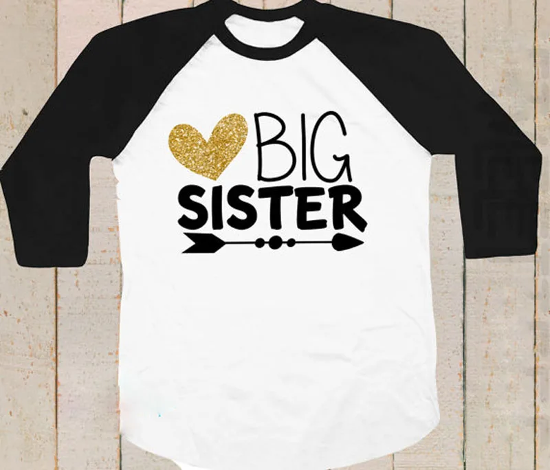 Новинка года, одежда для маленьких девочек Летняя хлопковая футболка с длинными рукавами и надписью «Big Sister» повседневная детская одежда, футболка Топ, Blusa 2-7Y