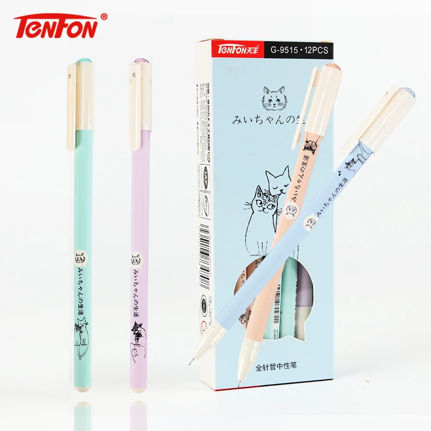 

TENFON 0.38mm Cute Cat Gel Pen Papelaria Cartoon Kawaii School Supplies Student Stationery Black Ink Pen G-9515