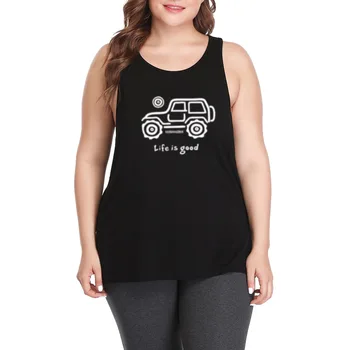 

Life is jeep Life is Good Plus Size Workout Casual Tank Tops Womens