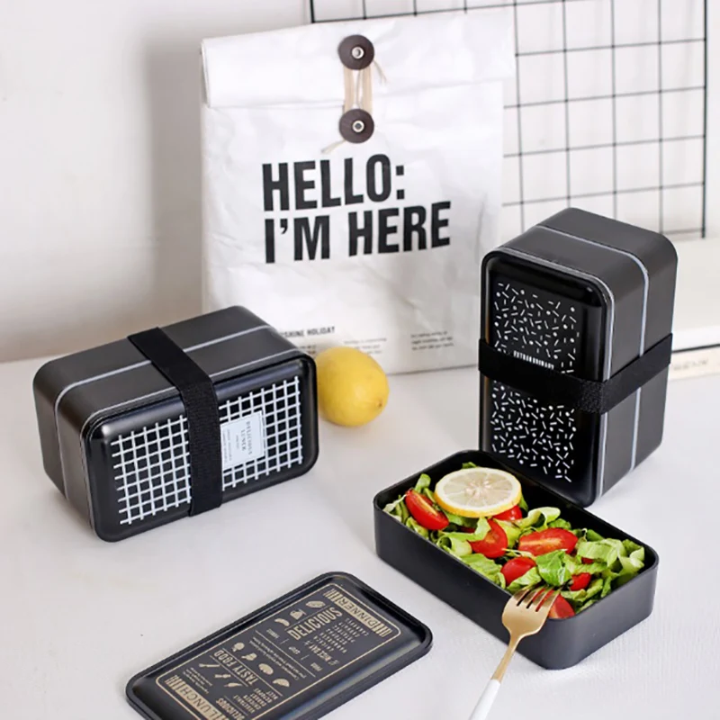Microwave Double Layer Lunch Box Wooden Bento Box Portable Container Box BPA