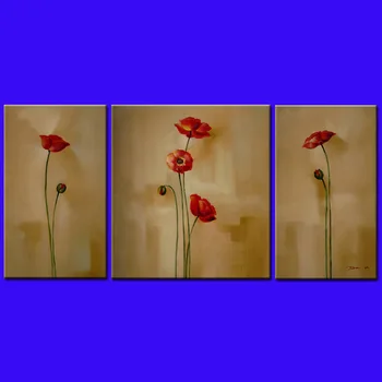 

Hand Painted Abstract Oil Painting Flowers 3 Piece Wall Art Home Decoration Wall Canvas Sets Free Shipping
