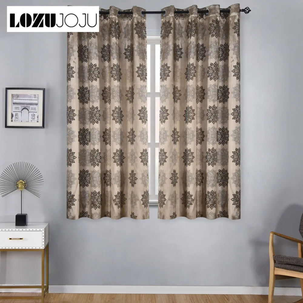 

LOZUJOJU 1 piece Short floral drop semi-blackout curtain bedroom living room windows kitchen door thick thread fabrics curtains