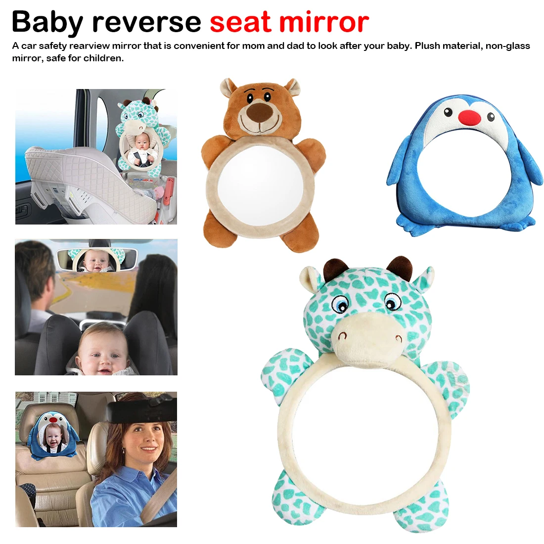 

Mini Car Baby Mirror Wide View Rear Adjustable Safety Seat Car Back Mirror Headrest Mount for Baby Kids Car Accessories
