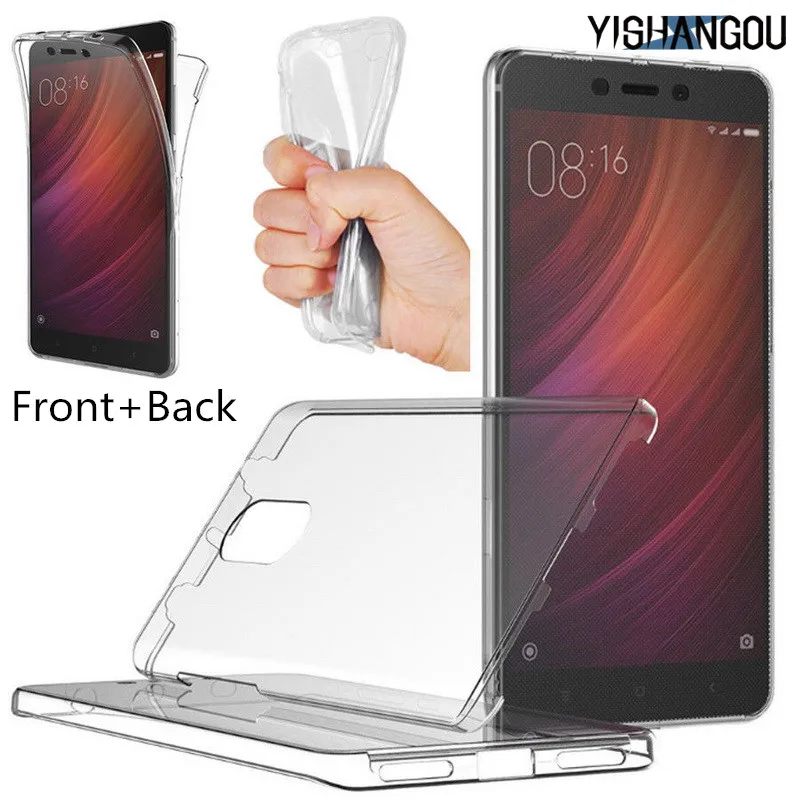 

360 Full Body Coverage Front Back 2in1 Transparent Case For Redmi Note 5 5A 4 4A 4X For Xiaomi Mi A1 5X Soft Silicon Phone Cover