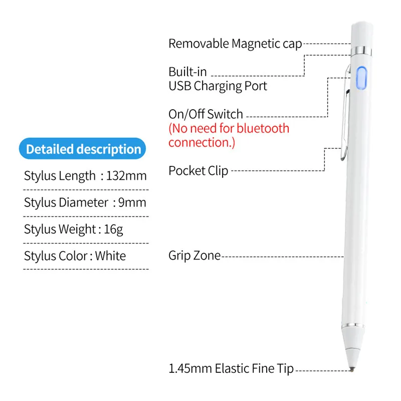 Для Apple Pencil, Dewang активный емкостный стилус-карандаш, цифровая ручка, точная чувствительность, тонкая точка для Apple Ipad