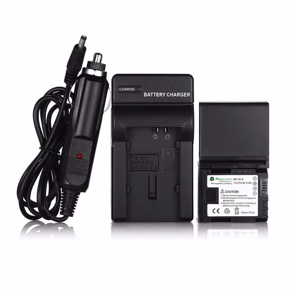 Powerextra 2 Pack BP 819 7.4v Battery + Battery Charger for Canon BP