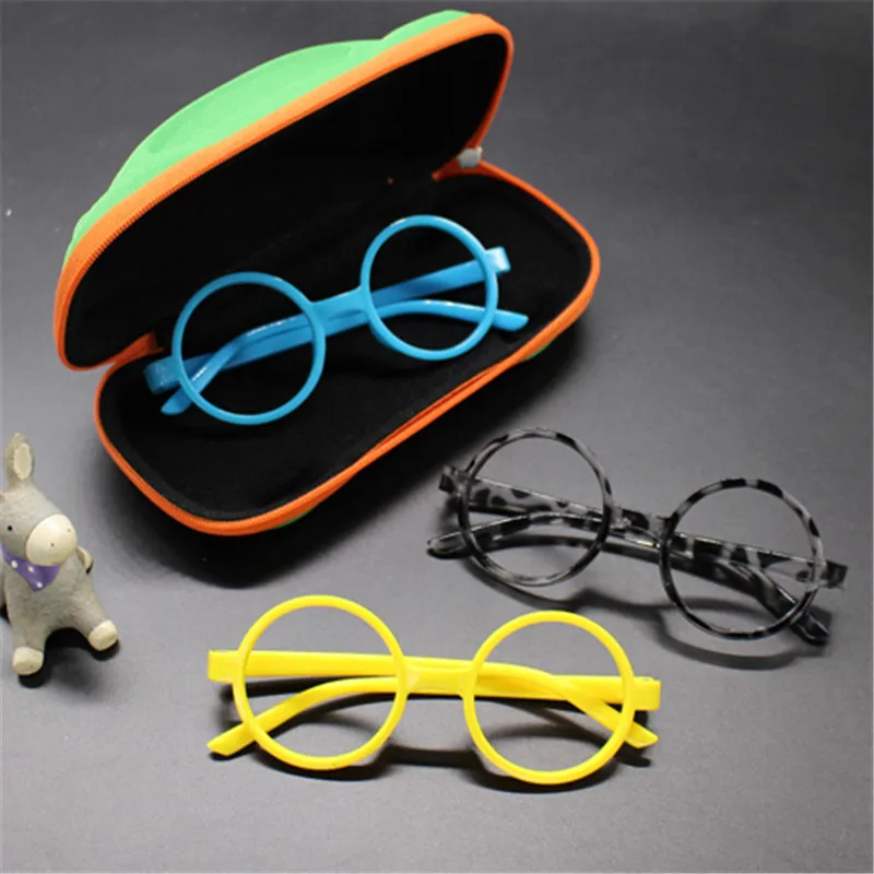 iboode Cute Cartoon Car Shape Glasses Case For Kids Sunglasses Eyeglasses Lovely Zipper Sun Glasses Holder Box Bag Protector