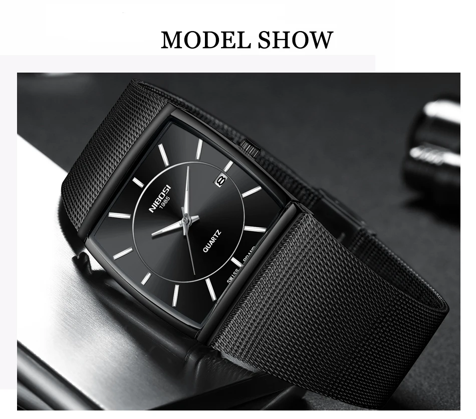 Relojes hombre 2019 nibosi relógio quadrado para
