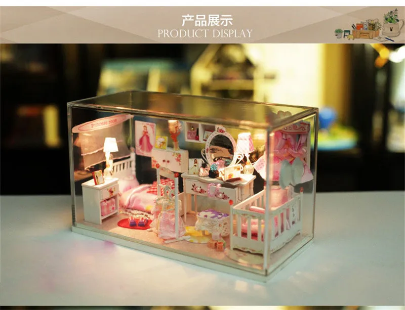 Mini DIY Doll House Wooden Furniture Kit My Dream House Toys Miniature Dollhouse Kitty Princess House Building Block Toys  (4)