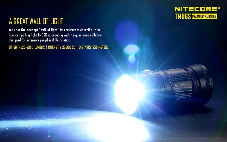 Лидер продаж; NITECORE 4000 люмен TM06S CREE XM-L2 U3 светодиодный фонарик Водонепроницаемый без 18650 фонарь Открытый Кемпинг