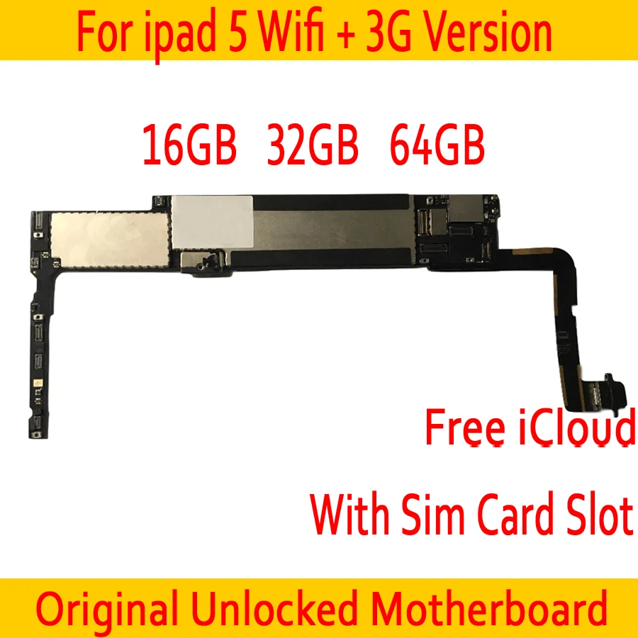 Для iPad 5 Wifi + 3G версия материнская плата с чистым iCloud 100% Оригинал разблокирован для