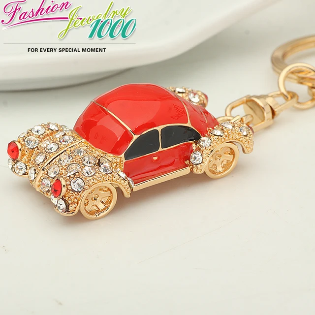 Classic Mini Enamel Car Keychains Keyring Fashion Rhinestone Trinkets