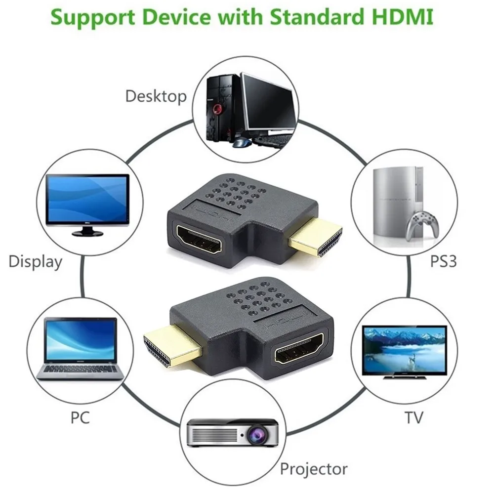 HDMI адаптер конвертер 90 градусов 270 градусов угол адаптера 1080P мужчин и женщин удлинитель конвертер для ноутбук с HDTV PS3 игровой коробки