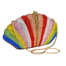 Stylish Colorful Diamond Evening Bag Pochette Soiree Women Sac Rainbow Ladies Day Clutches Rhinestone Clutch Banquet