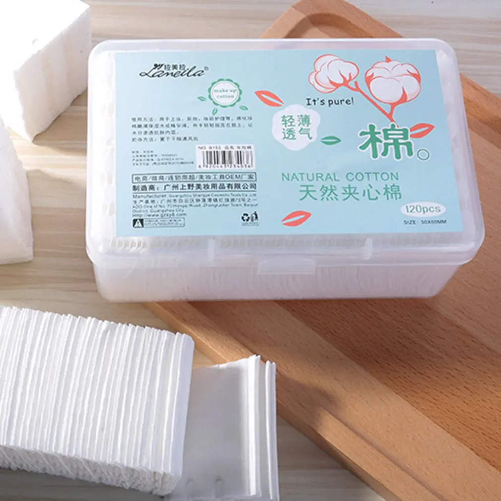 

LAMEILA 120pcs Blank Holder Cotton Makeup Cotton Double Faced Double Effect Three Layers Soft And Comfortable Cosmetic Cotton