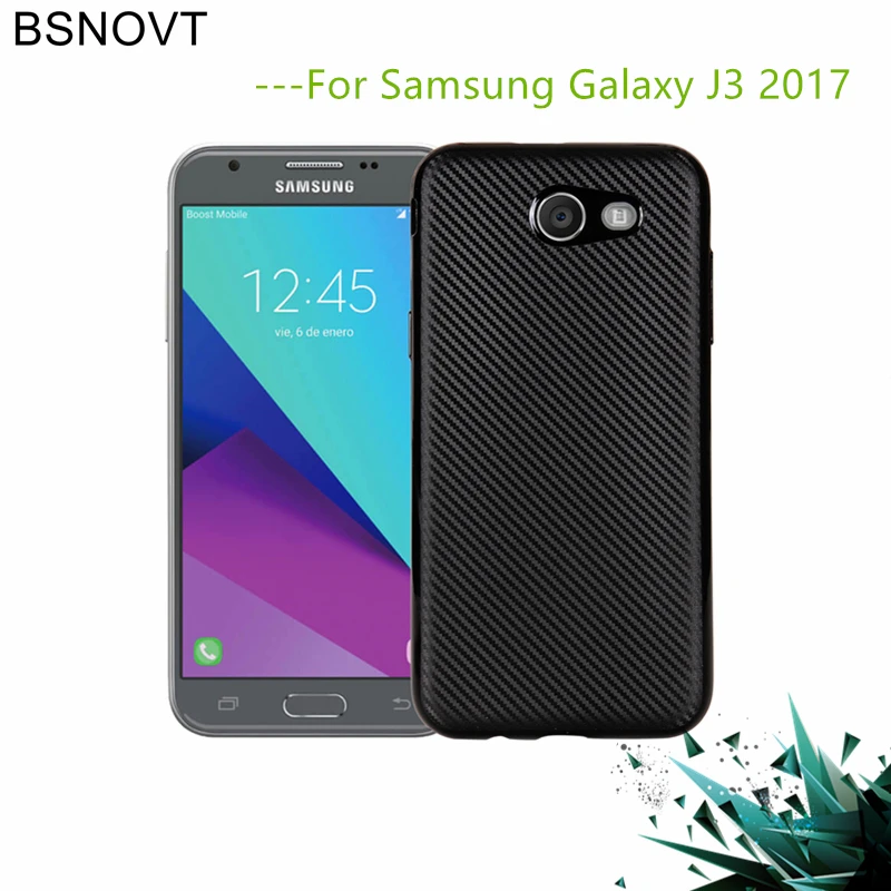 sFor Samsung Galaxy J3 2017 Case Soft Carbon fiber Slim TPU Phone For Cover J330 |