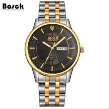 2016 BOSCK Nouvelle Or Quartz Montres Hommes Top Marque De Luxe Montres Or Horloge Mâle Relogio Masculino Quartz-Montre 8321